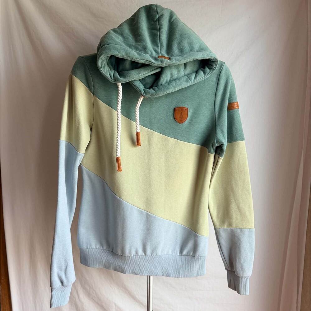 Wanakome Selene Pastel Colorblock Cowl Neck Rope Hoodie M